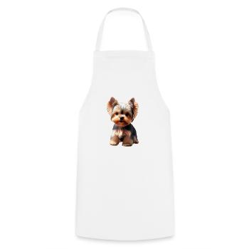 Chien - Yorkshire Terrier - Tablier de cuisine - blanc - Devant - AI Model Male 185 dark (185cm)