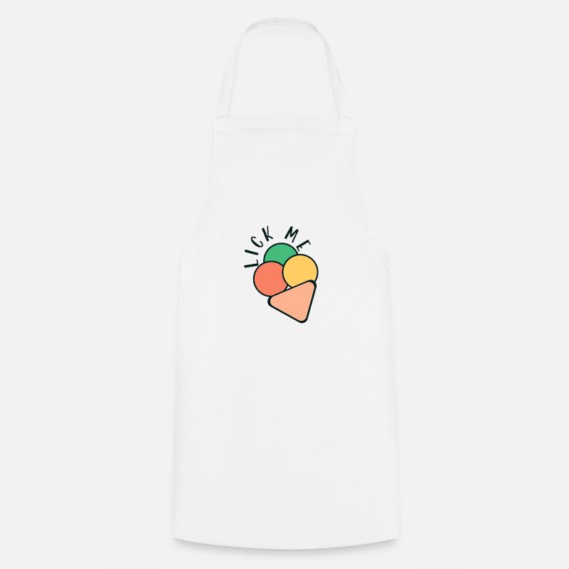 Crème glacée - un logo mignon - Tablier de cuisine - blanc