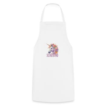 Einhorn Blumen Schulkind Einschulung 2023 - Kochschürze - Weiß - Vorne - AI Model Male 185 dark (185cm)