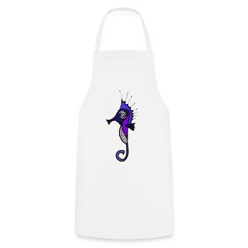 Lila Seepferdchen Neonpunkte - Kochschürze - Weiß - Vorne - AI Model Male 185 dark (185cm)