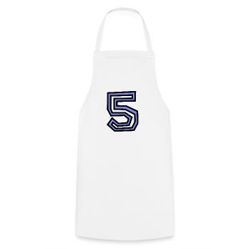 5. 5 YEARS. 5th ANNIVERSARY. 5 YEAR ANNIVERSARY - Cooking Apron - white - Front - AI Model Male 185 dark (185cm)