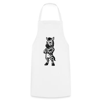 Cool zèbre confiant dessin animé serein - Tablier de cuisine - blanc - Devant - AI Model Male 185 dark (185cm)