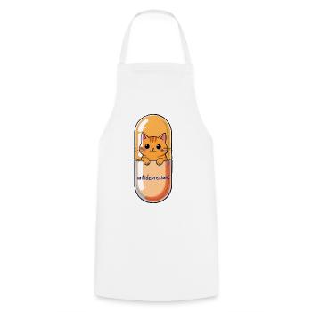 Cute Cat Capsule – Mood Booster Cartoon - Cooking Apron - white - Front - AI Model Male 185 dark (185cm)