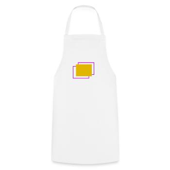 Yellow and fuchsia staggered frame - Cooking Apron - white - Front - AI Model Male 185 dark (185cm)