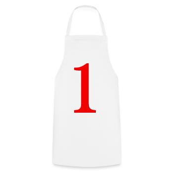 1. 1 year. 1st ANNIVERSARY. 1 YEAR ANNIVERSARY - Cooking Apron - white - Front - AI Model Male 185 dark (185cm)