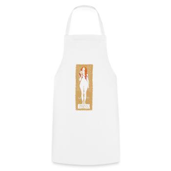Gustav KLIMT: Nuda Veritas 1898 Limited Edition - Kochschürze - Weiß - Vorne - AI Model Male 185 dark (185cm)