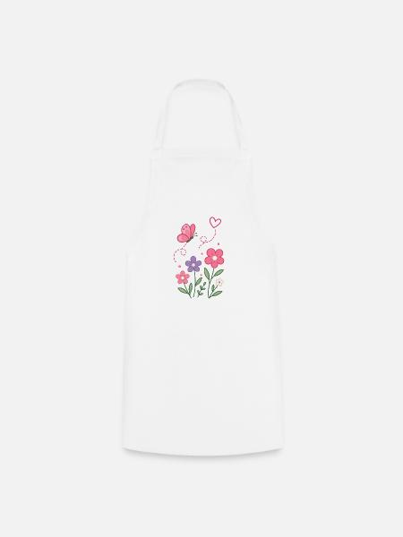 Blumenzauber mit Schmetterling - Kochschürze - Weiß
