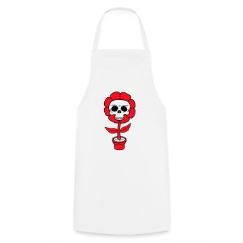 Evil Halloween Flower Skull Skull Horror Pot - Cooking Apron - white - Front - AI Model Male 185 dark (185cm)