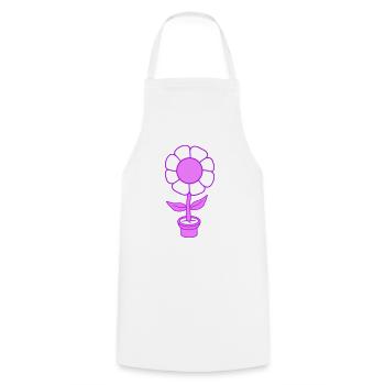 Small Pretty Happy Pink Flower Flower Pot - Cooking Apron - white - Front - AI Model Male 185 dark (185cm)