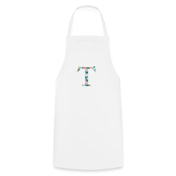 Motif floral Monogram T personnalisable - Tablier de cuisine - blanc - Devant - AI Model Male 185 dark (185cm)