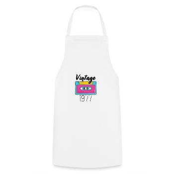 Vintage 1977 Year of construction 1977 - Cooking Apron - white - Front - AI Model Male 185 dark (185cm)