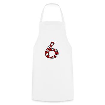 6 Anniversaire Football Rouge - Tablier de cuisine - blanc - Devant - AI Model Male 185 dark (185cm)