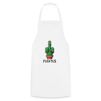 FUCKTUS KAKTUS KAKTEEN MITTELFINGER STACHEL WÜSTE - Kochschürze - Weiß - Vorne - AI Model Male 185 dark (185cm)