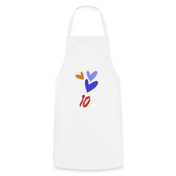 BIRTHDAY. HAPPY BIRTHDAY. HAPPY BIRTHDAY. - Cooking Apron - white - Front - AI Model Male 185 dark (185cm)