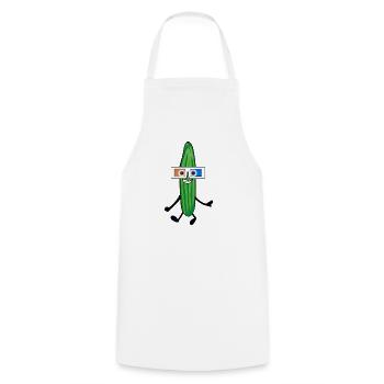 concombre heureux, concombre, 3 D, lunettes de soleil, joyeux, - Tablier de cuisine - blanc - Devant - AI Model Male 185 dark (185cm)