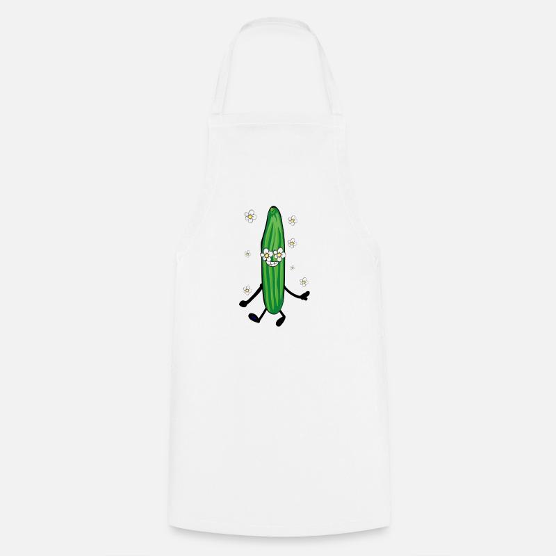 concombre, fleurs, bande dessinée, flower power - Tablier de cuisine - blanc