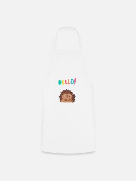 Niedlicher Igel sagt Hallo - Geschenkidee - Baby - Kochschürze - Weiß