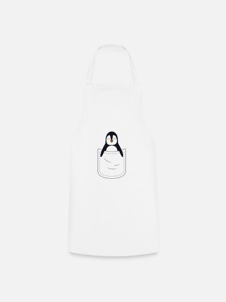 cute baby penguin breast bag - Cooking Apron - white