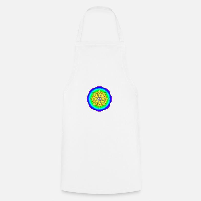 Rainbow Circle Flower - Cooking Apron - white