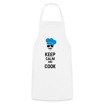 Cook with Moustache - Cooking Apron - white - Front - AI Model Male 185 dark (185cm)