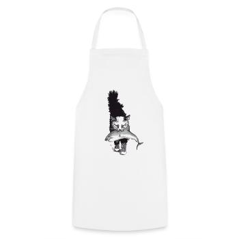 Shark Cat - Cooking Apron - white - Front - AI Model Male 185 dark (185cm)