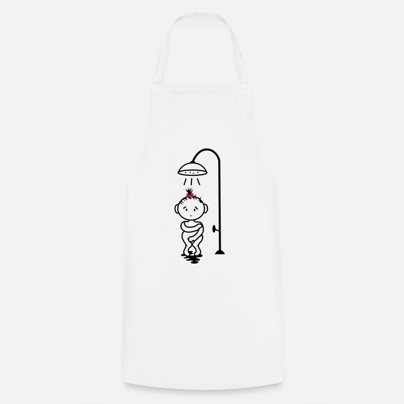 fille timide sous la douche - Tablier de cuisine - blanc
