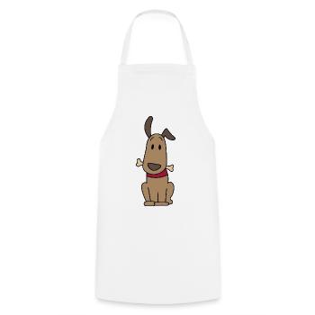 Chien avec os - Tablier de cuisine - blanc - Devant - AI Model Male 185 dark (185cm)