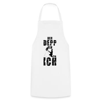 DER DEPP BIN ICH JGA MÄNNER JUNGGESELLENABSCHIED - Kochschürze - Weiß - Vorne - AI Model Male 185 dark (185cm)