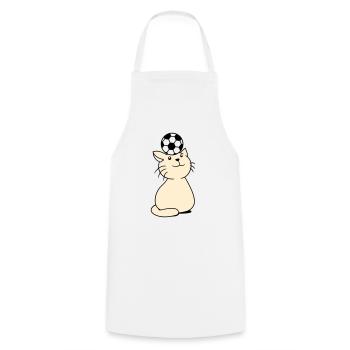ballon jouant chat équilibre football tête fun - Tablier de cuisine - blanc - Devant - AI Model Male 185 dark (185cm)