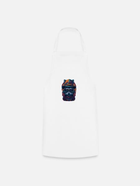 Cute raccoon with hat and funny glasses - Cooking Apron - white