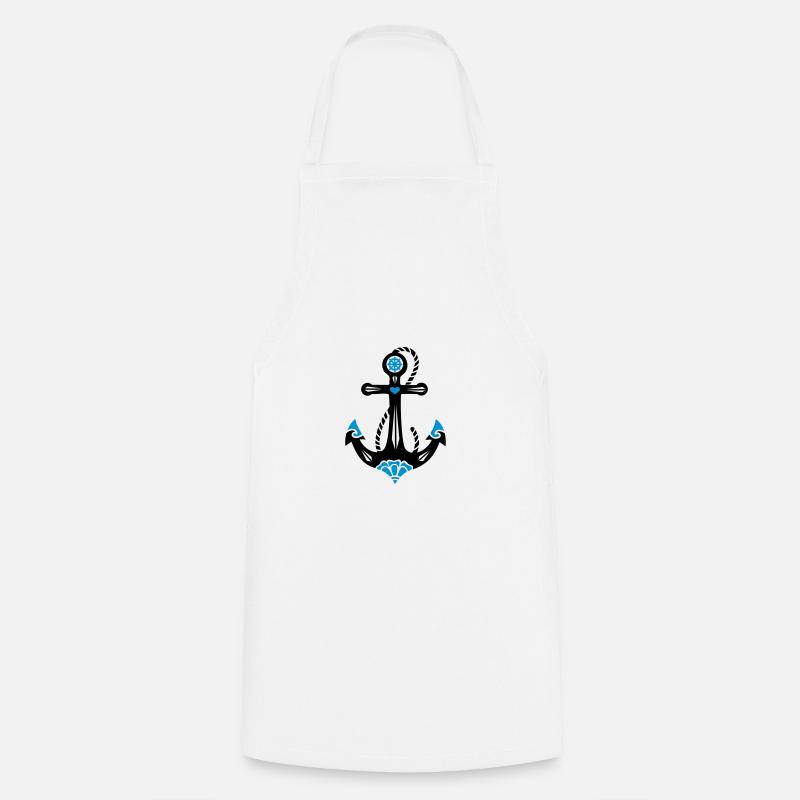 Anker, 23 Farben möglich, Tattoo Style, Maritim - Kochschürze - Weiß