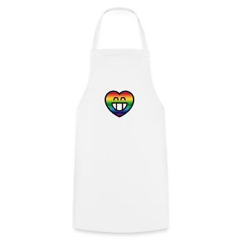 Emoticon Rainbow Grin Heart - Cooking Apron - white - Front - AI Model Male 185 dark (185cm)