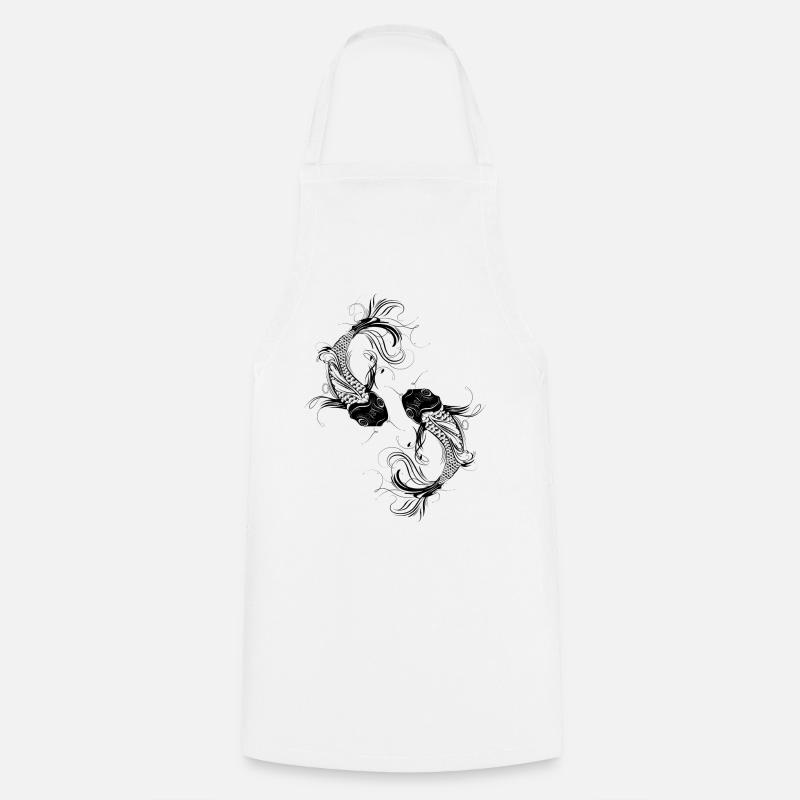 two fanciful Kois - Cooking Apron - white
