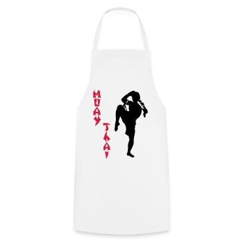 Muay Thai - Kochschürze - Weiß - Vorne - AI Model Male 185 dark (185cm)