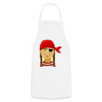 Pirate girl with no teeth - Cooking Apron - white - Front - AI Model Male 185 dark (185cm)