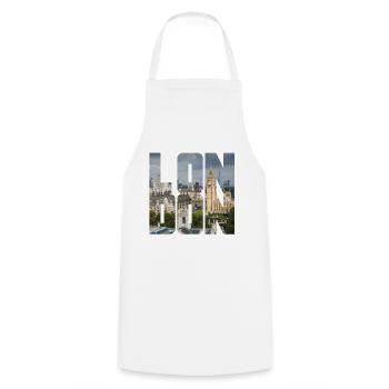 London England UK GB - Cooking Apron - white - Front - AI Model Male 185 dark (185cm)