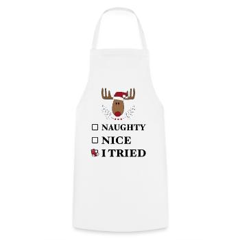 Noël drôle - Tablier de cuisine - blanc - Devant - AI Model Male 185 dark (185cm)