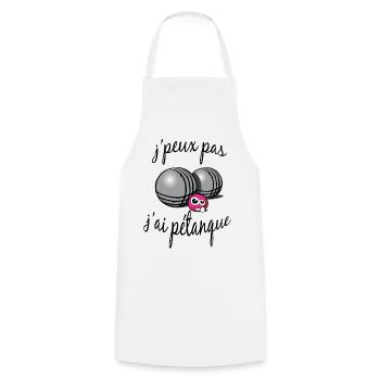 j'peux pas j'ai pétanque - Tablier de cuisine - blanc - Devant - AI Model Male 185 dark (185cm)