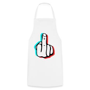 Fuck finger - Cooking Apron - white - Front - AI Model Male 185 dark (185cm)
