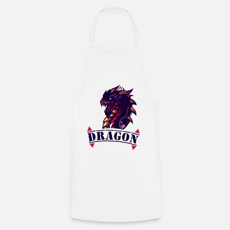 Drachen-Logo mit Feuerakzenten - Kochschürze - Weiß
