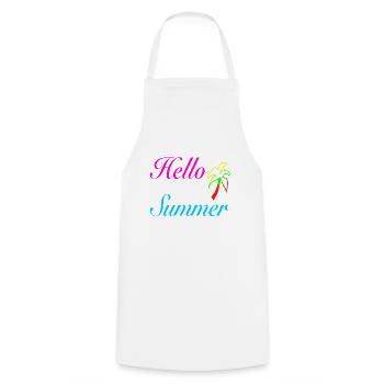 Hello Summer Palm Trees Neon - Cooking Apron - white - Front - AI Model Male 185 dark (185cm)