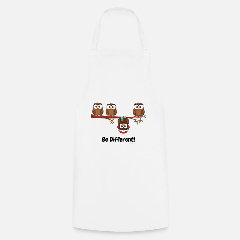 Soyez différent - Süßes Eulen Fun Bird Gift Sweet - Tablier de cuisine - blanc
