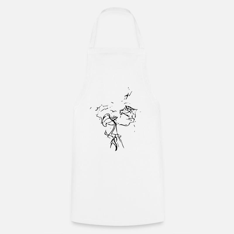 Abstract Swirl / Line / Black / Pattern - Cooking Apron - white