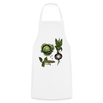 Vintage Vegetable Botanical Illustration - Cooking Apron - white - Front - AI Model Male 185 dark (185cm)