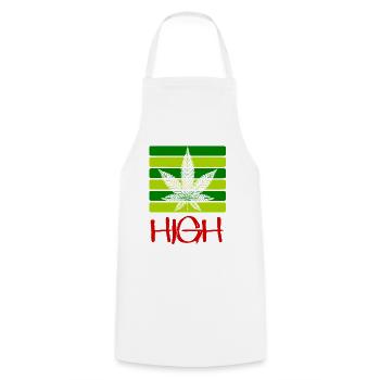 High / Smoking / Cannabis / Hemp / Cannabis Leaf - Cooking Apron - white - Front - AI Model Male 185 dark (185cm)