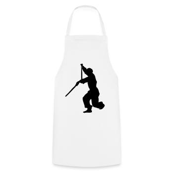 Sanchaku 3 Stück Nunchaku Kung Fu - Kochschürze - Weiß - Vorne - AI Model Male 185 dark (185cm)