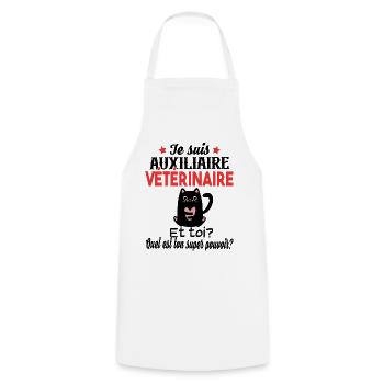 Auxiliaire Vétérinaire Métier Animal Chien Chat - Tablier de cuisine - blanc - Devant - AI Model Male 185 dark (185cm)