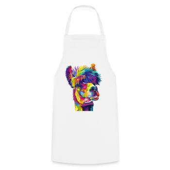 Daring Rainbow Llama - Cooking Apron - white - Front - AI Model Male 185 dark (185cm)