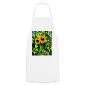 EG Blumen I Sonnenblumen I Urlaub I Garten - Kochschürze - Weiß - Vorne - AI Model Male 185 dark (185cm)