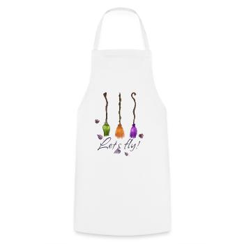 Witches' broom Let's fly! - Cooking Apron - white - Front - AI Model Male 185 dark (185cm)